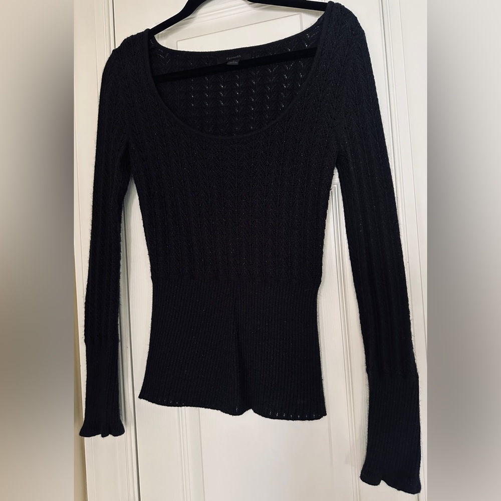 Express Black Textured Knit Top